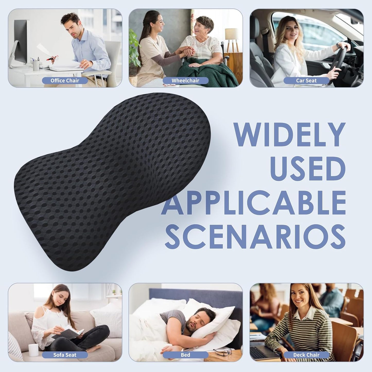 Ergonomic Memory Foam Lumbar Support Pillow, CMFY Breathable & Detachable & Washable, Lower Back Pillow for Office