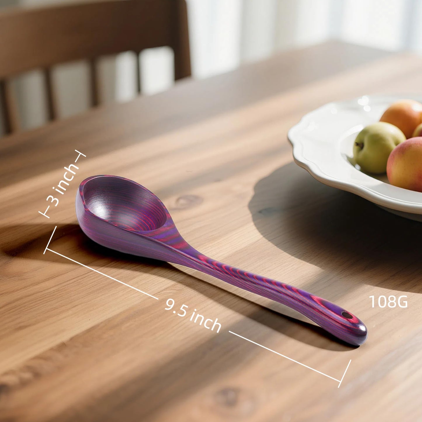 Cokka Praca Pakkawood Deep Soup Ladles with Spout | 9.6 inch Big Soup Ladle for Cooking | Wooden Spoons for Cooking | Wood Kitchen Utensil | Byzantium