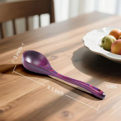 Cokka Praca Pakkawood Deep Soup Ladles with Spout | 9.6 inch Big Soup Ladle for Cooking | Wooden Spoons for Cooking | Wood Kitchen Utensil | Byzantium