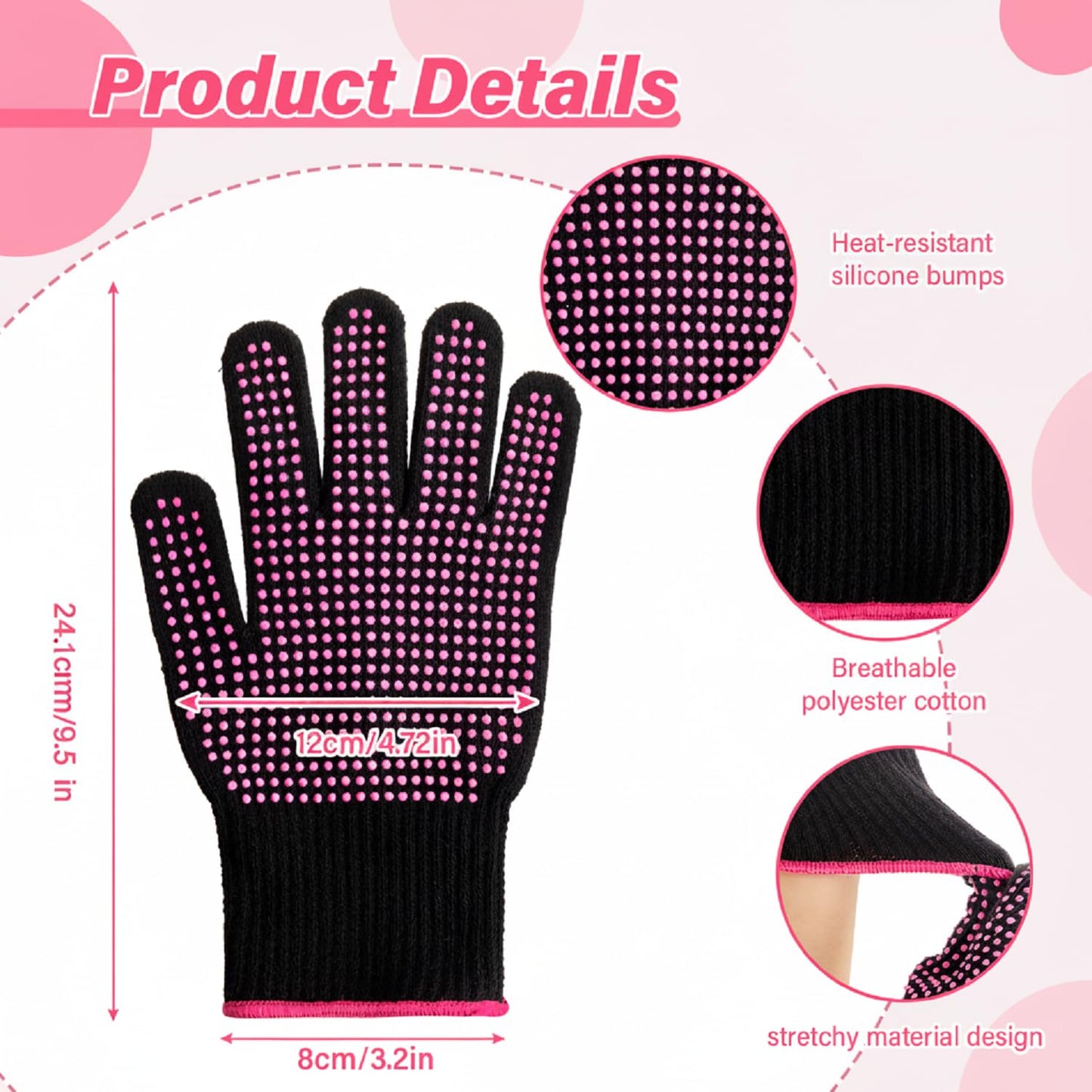 Suhine 20 Pcs Professional Heat Resistant Gloves for Hair Styling Curling Heat Resistant Work Gloves(Silicone Bumps Style)