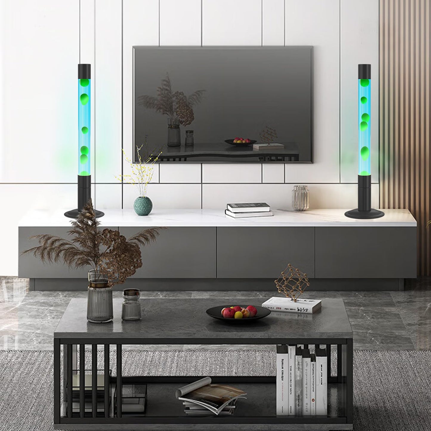 LKUA 30-Inch Relaxing Liquid Motion Lamps,Magma Lamps, Home Decor Living Room Office Bedroom Lamp for Adults (Blue Water Green Wax)