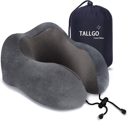 Travel Pillow, Best Memory Foam Neck Pillow for Sleeping, Airplane Car & Home Use (Grey)