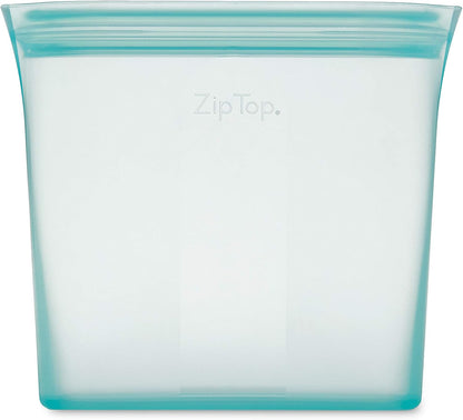 Zip Top Reusable Food Storage Bags | Silicone Meal Prep Container, Sandwich Bag [Teal] | Microwave, Dishwasher and