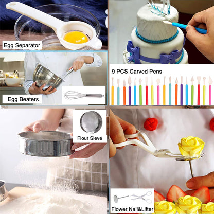 Cake Decorating Kits 567 PCS Baking Set with Springform Pans Set, Rotating Turntable, Decorating Tools, Cake Baking Supplies for Beginners and Cake Lovers (567 PCS Cake Decorating Kits)