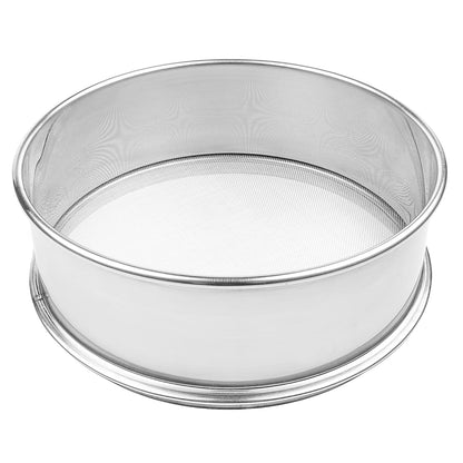 Vollum Stainless Steel Flour Sifter Fine Mesh Round Flour Sieve for Baking 12" Diameter x 2.5" High; 50 Mesh (Hole Size 0.3mm)