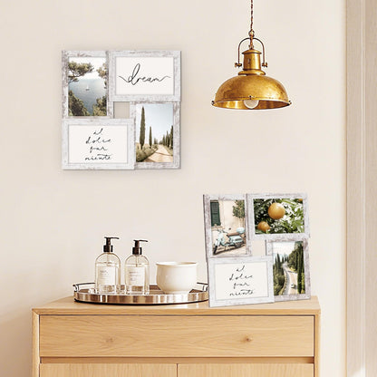 TWING 4x6 Collage Picture Frames White, Rustic Family Collage Picture Frames Wall Decor, Ideal Gift for Valentine's Day/Mother's Day, Wall Hanging or Tabletop