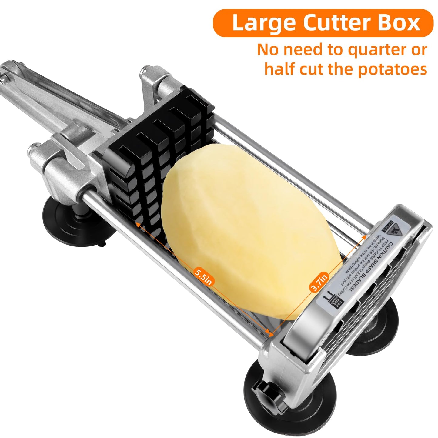 2Pcs French Fry Cutter, ZSCOOKLY Heavy Duty Potato Cutter Stainless Steel with 1/2-Inch and 3/8-Inch Blade Great for Potatoes Carrots Cucumbers.
