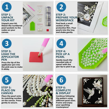DPDAKIT Hummingbird Pearl Diamond Painting Kits for Adults, 5D Pearl Diamond Art Kits for Adults Beginner, DIY Diamond Dots Gem Art Craft for Home Decor 12x16 inch