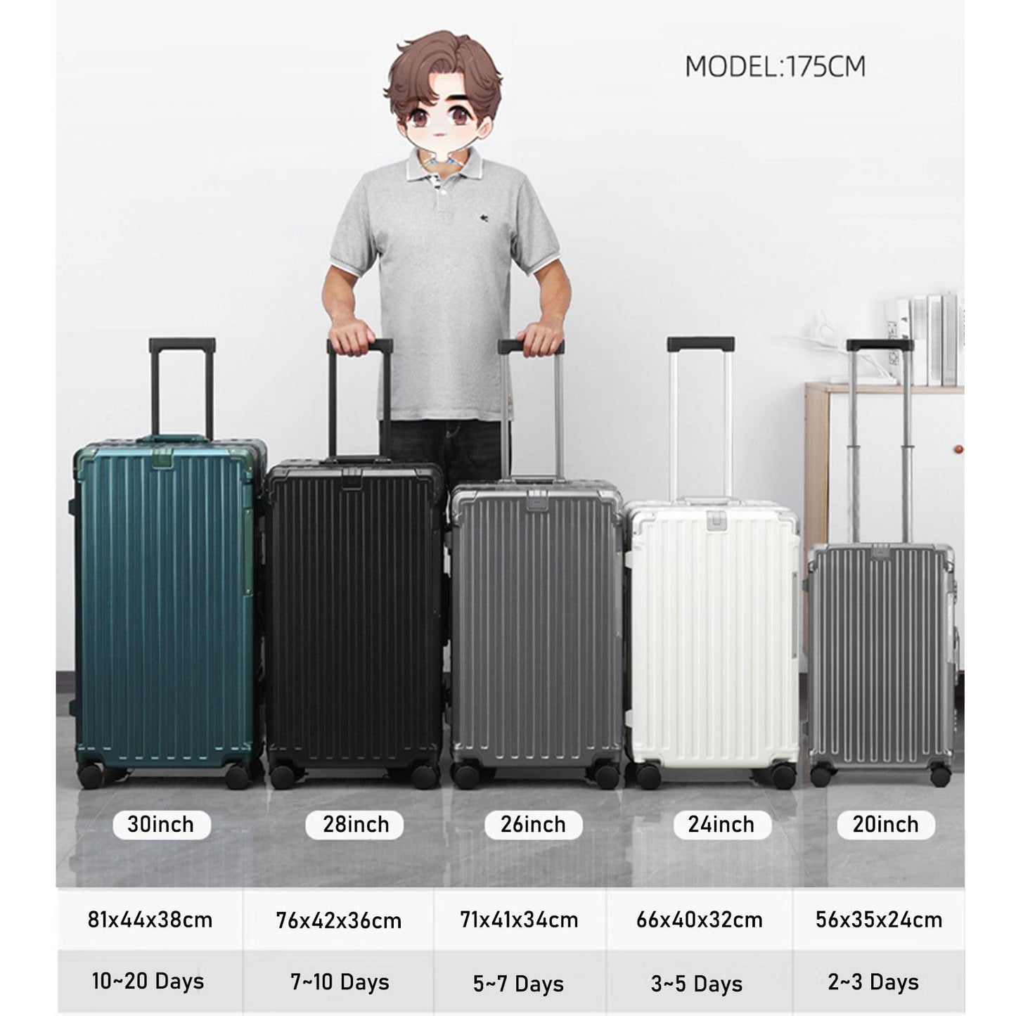 LEOVEN Hardside Luggage, LS-0683 PC Hard Shell Suitcase with Cup Holder, USB, Type-C, 3:7 Ratio, Large Capacity, Aluminium Frame, TSA Customs Lock, 360° Double Wheels with Brake and Shock Absorber