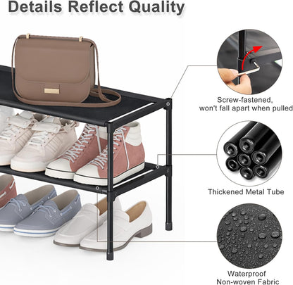 2 Closet, 18-21 48.5"x12.1"x17.8" HITHIM Tier Long Shoe Rack for Screw Fastened Plastic Connector Shoe Storage