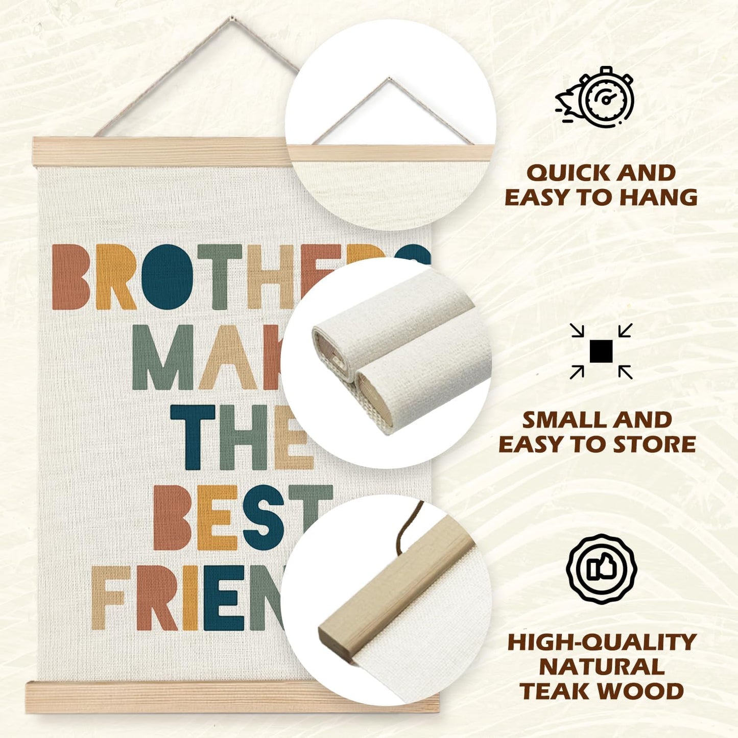12x16 Inches Supwhd Boys Room Decor, Nursery Wall Decor, Brothers Make The Best Friends Wall Art Poster Hanger Frame