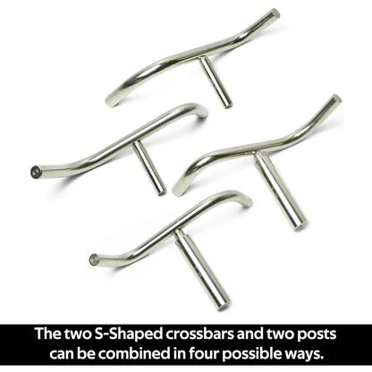 BMWOOD S Shaped Stainless Steel Tool Rest Set with 1" and 5/8" Stems for Woodturning Lathe Bowl Turning.