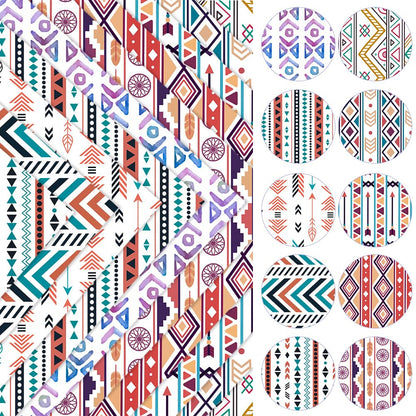 ONEART | 10 Pieces Bohemian Printed Clear PVC Vinyl Sheets, A4 Size Ethnic Boho Style See Through Waterproof Vinyl Fabric