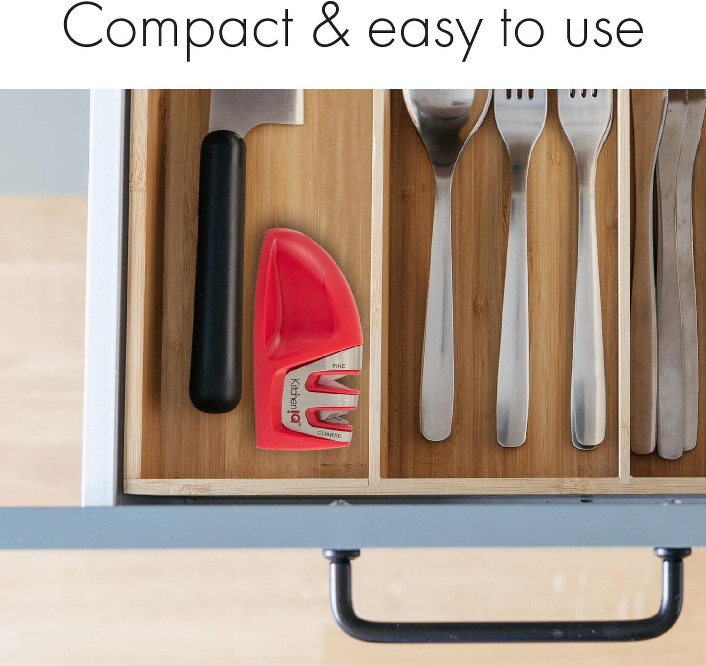 50883 Edge Grip 2-Stage Knife Sharpener - Red, Coarse & Fine Sharpeners, Compact, Non-Slip Base