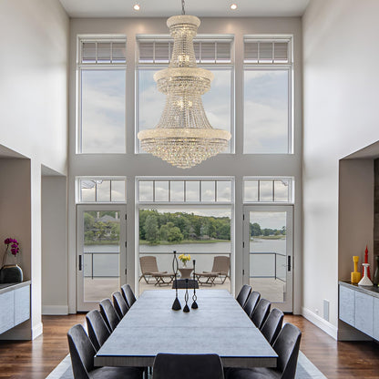 31 Lights Chrome Finish Large Empire Crystal Chandelier - Three-Tier, High Ceiling Chandelier Light fixtures for Foyer Staircase Living Room Entryway (Dia 32'')