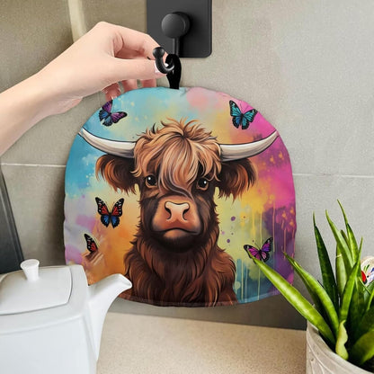 Highland Cattle Tea Cozy, Insulated Teapot Cover, Dust Proof Tea Pot Cosy, Portable Tea Cup Warmer, Kitchen Accessory