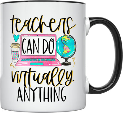 YouNique Designs Teacher Appreciation Cup - 11 Ounces, Virtual Teacher Coffee Mug, Best Teacher Mug for Women (Black