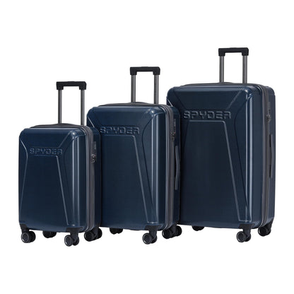 Spyder Traverse 3 Piece Carry On & Checked Suitcase Set with 360° Spinner Wheels, TSA Approved Lock (20 Inch, 25 Inch, 29 Inch), Deep Blue