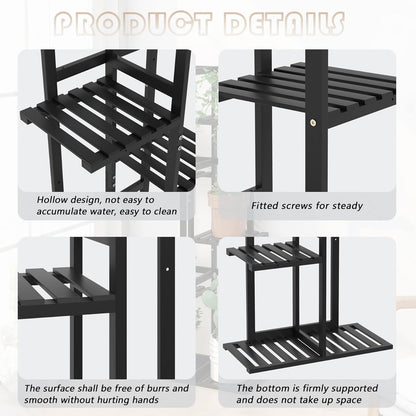 5 6 Laiensia Tier Bamboo Plant Stand Rack Potted Multiple Flower Pot Holder Shelf, Indoor&Outdoor Planter Display