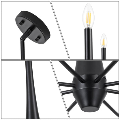 ACNKTZ 8-Light Large Black Chandeliers for Dining Room Light Fixture Hanging, Modern Farmhouse Candle Chandelier, Industrial Metal Pendant Lights Kitchen Island, Living Room Foyer Bedroom Stairway