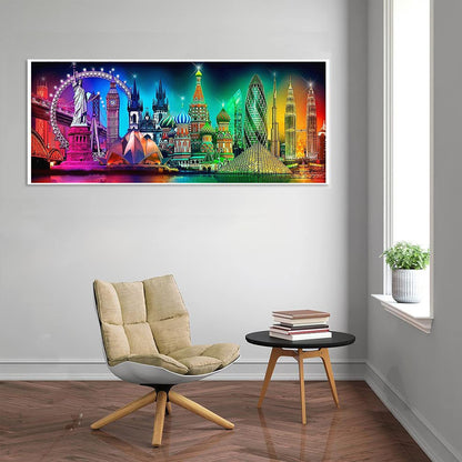 JATOK 5D Diamond Painting Kits for Adults (35.5x15.7in) DIY Large City Night Landscape Full Round Drill Embroidery Pictures Arts Paint by Number Kits Diamond Painting Kits for Home Wall Decor
