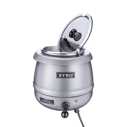 SYBO SB-6000-2G Commercial Grade Soup Kettle with Hinged Lid and Detachable Stainless Steel Insert Pot for Restaurant and Big Family, 10.5 Quarts, Silver