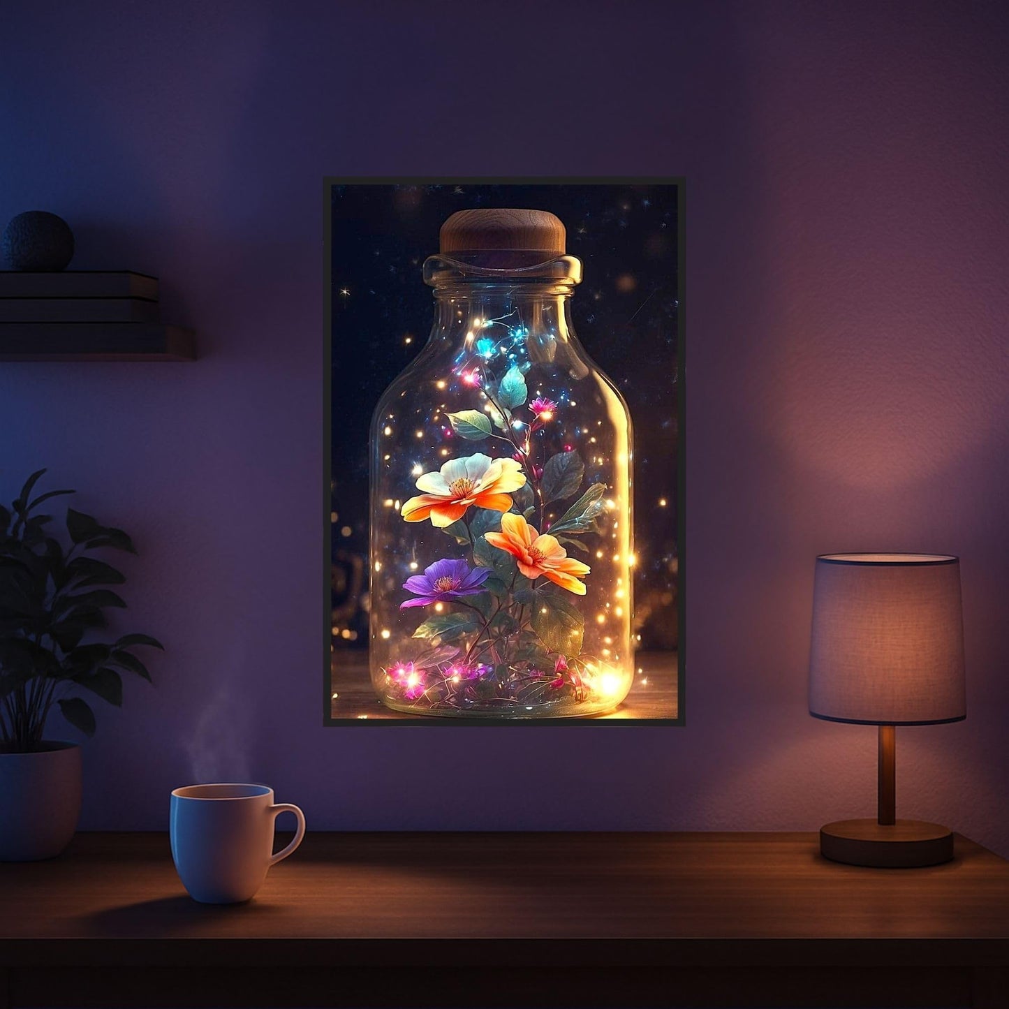 Picmondoo Diamond Painting - 40 x 60 cm, with Square Resin Stones, AB Stones, Rhinestones & Metallic Colours - DIY Artwork for Adults and Children (Luminous Flower Magic)