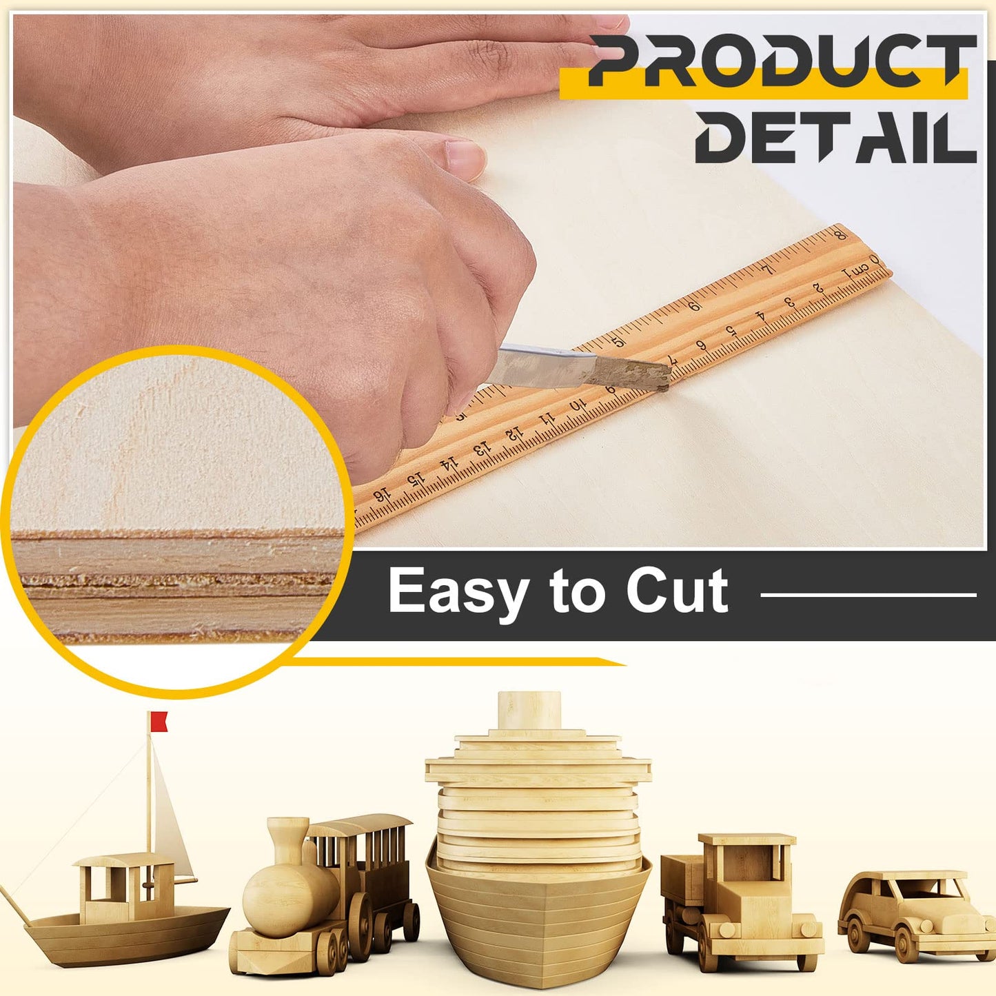 Juexica 48 Pcs 12" X 20"x 1/8" Basswood Craft Sheets 3mm Plywood Board Wood Thin Sheets for Arts Crafts Woodworking Scroll Sawing Projects Painting Drawing Laser Cutting Projects