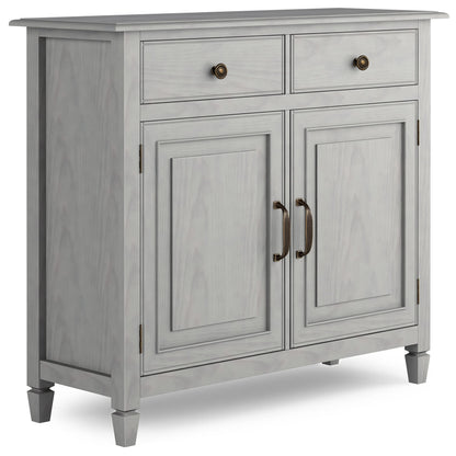 SIMPLIHOME Connaught 40-inch Wide Solid Wood Storage Cabinet in Fog Grey for Entryway, Living Room, Organizer for Hats, Gloves, Shoes, Keys, Slim Design, Traditional Style