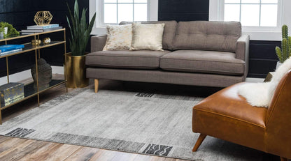 Unique Loom Del Mar Collection Area Rug - Sarah (10' x 13' Rectangle, Light Gray/ Gray)