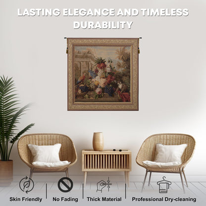 Charlotte Home Furnishings Inc. Bouquet Exotique With Monkey French Tapestry Wall Hanging 58 X 58 Inch Viscose Cotton And Polyester Blend Wall Art Perfect For Home Decor And Wall Decor