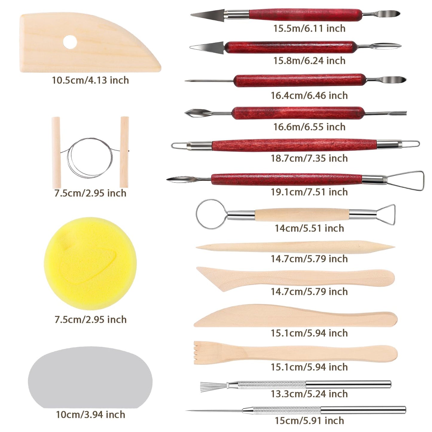 SHENOMAD 17PCS Clay Sculpting Tools with Wire Pottery Modeling Ceramics Polymer Tools Set for Air Dry Clay Carving Molding Pottery Crafting Beginners