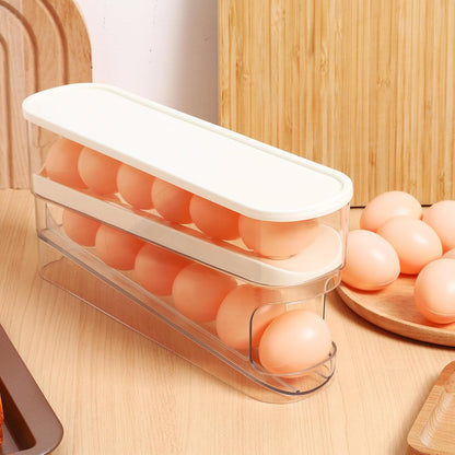 PRETYZOOM Automatic Rolling Egg Holder for Fridge, Home Egg Dispensing Organizer Refrigerator