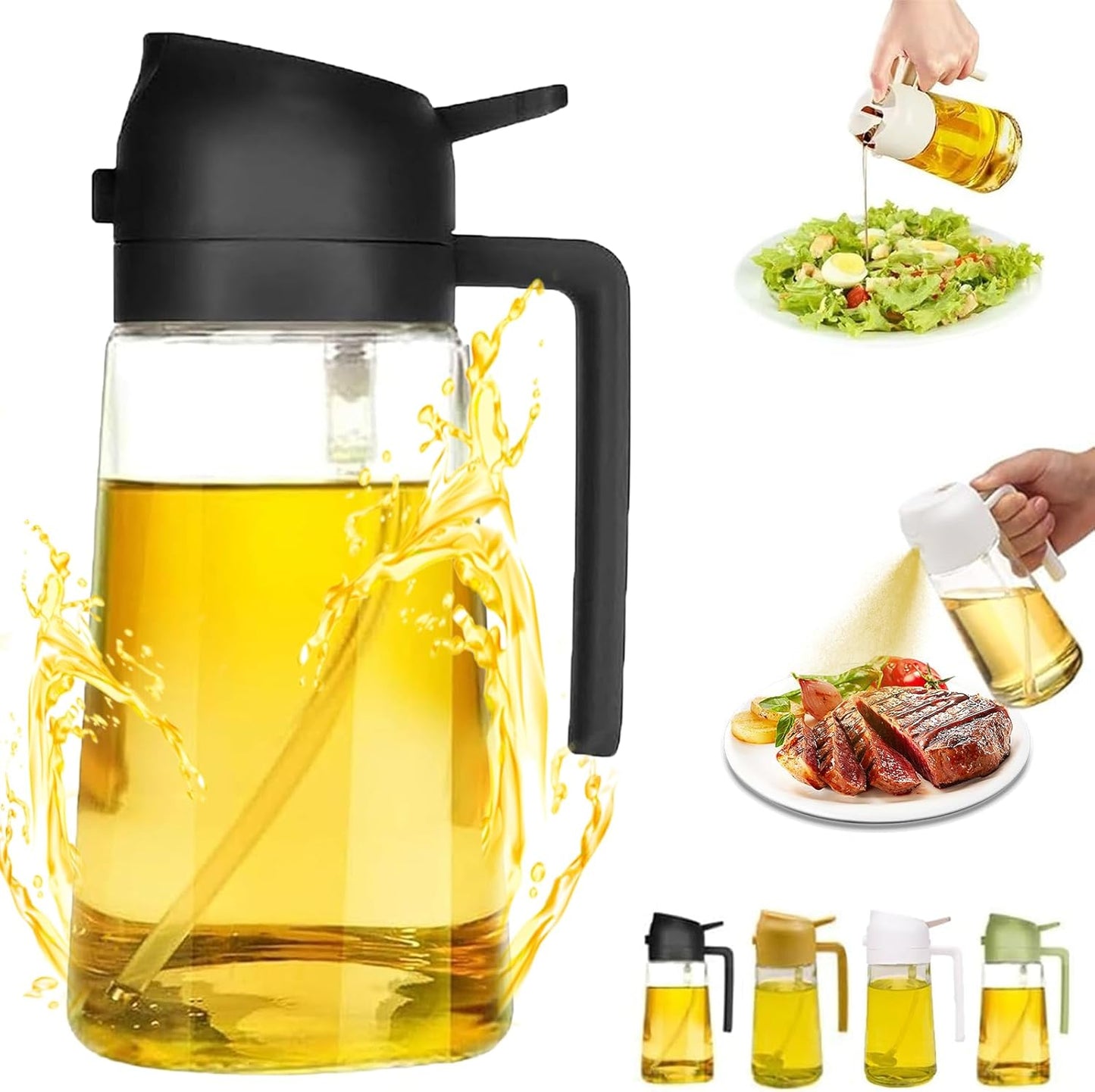Generic 2 In 1 Oil Dispenser and Sprayer, 16 Oz/470 Ml for Kitchen Spray, Suitable for Cooking