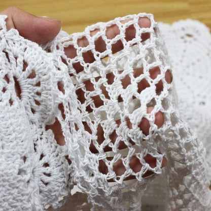 14x36 inch KEPSWET Cotton Handmade Crochet Lace Oval Table Runner Dresser Console Coffee Table TV Stand Decor White