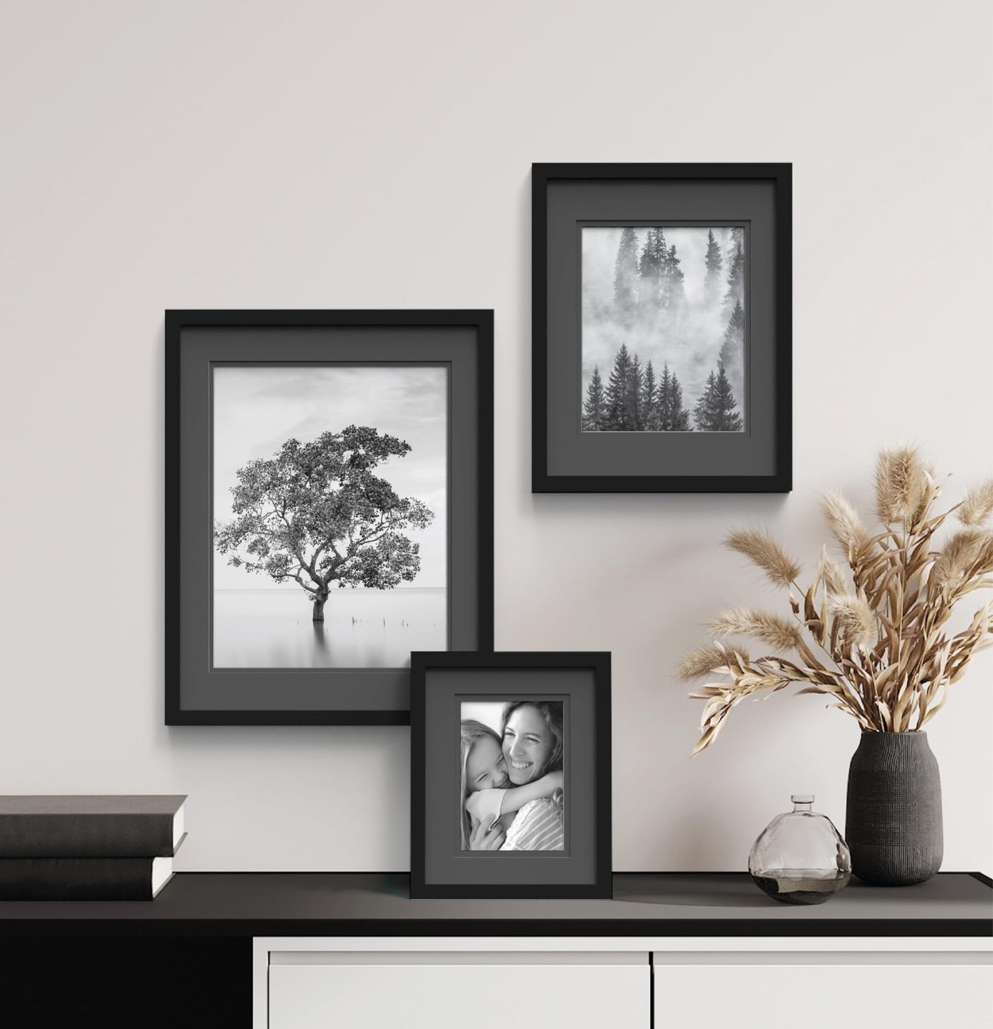 Gallery Solutions - Black Wood Wall Frame 11"x14" - Premium Quality - Rectangular Wall Mount - Classic Design for 8"x10" Photos - Ready-to-Hang - Enhance Your Home or Office Décor with this Elegant Frame - Ideal for Showcasing Memories