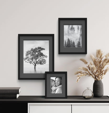 Gallery Solutions - Black Wood Wall Frame 11"x14" - Premium Quality - Rectangular Wall Mount - Classic Design for 8"x10" Photos - Ready-to-Hang - Enhance Your Home or Office Décor with this Elegant Frame - Ideal for Showcasing Memories