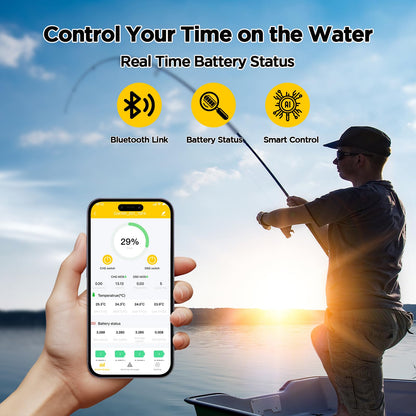 (2-Pack) 12V 100Ah LiFePO4 Marine Battery with Bluetooth APP, 1280Wh Deep Cycle Trolling Motor Battery, Built-in 100A BMS, 4000+ Deep Cycles, for Boat, RV & Off-Grid Solar System