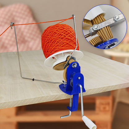 LAMXD Large Capacity Yarn Winder - 10-Ounce, Jumbo Metal Yarn Ball Winder with Thread Cutter Scissors, Blue and White