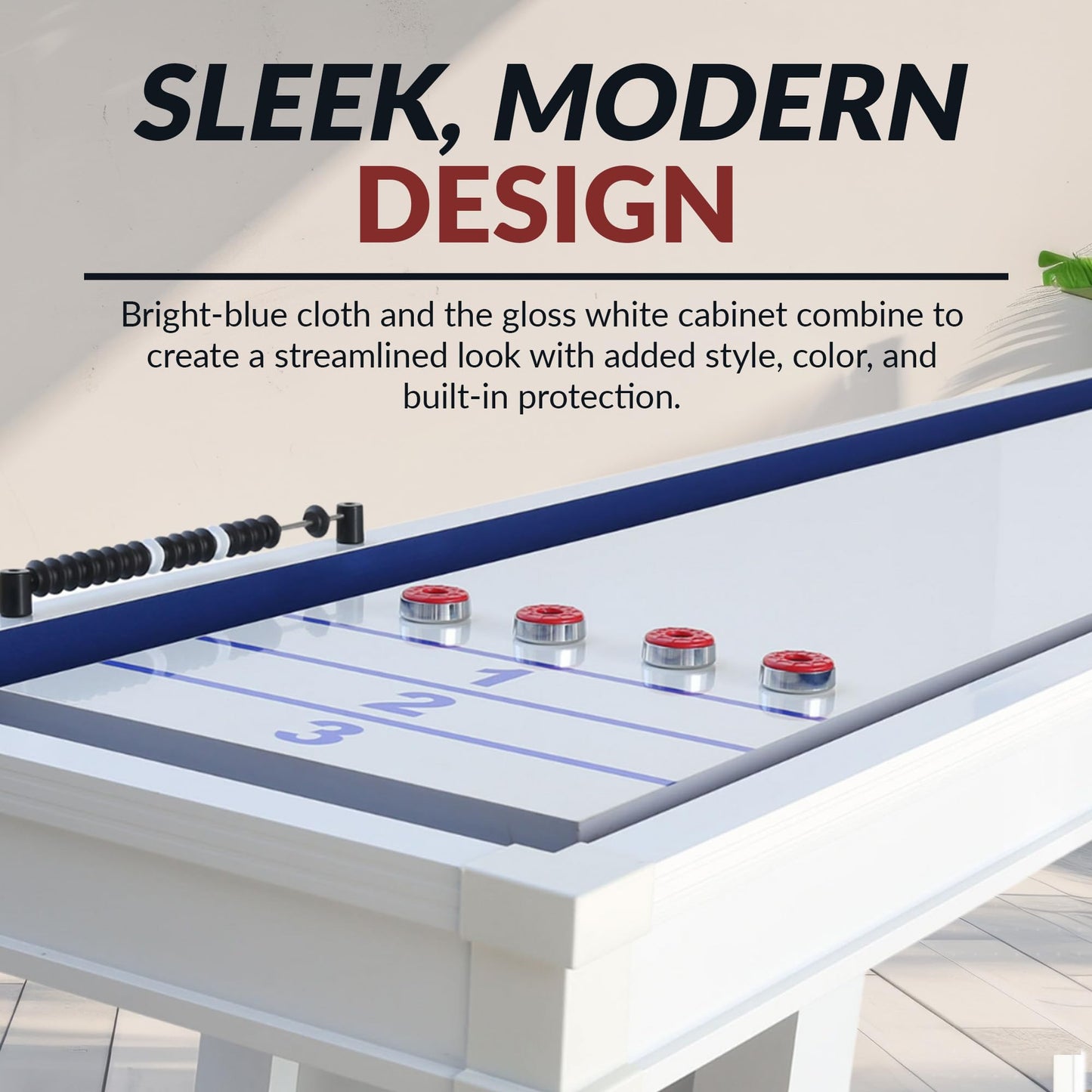 Hathaway Crestline 12 Ft Outdoor Shuffleboard Table for Patio, Yard & Deck - with Weatherproof Playfield, Built-in Scorer & Fitted Cover, Leg Levelers, 8 Pucks, Wax – White Finish