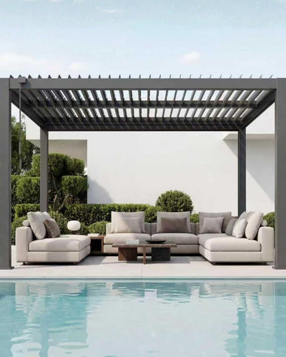 Patio Kingdom 10x13 FT Louvered Pergola Aluminum Outdoor Pergola with Adjustable Roof Waterproof Hardtop Pergola Shade Cover for Patio Backyard Deck Garden (Grey)
