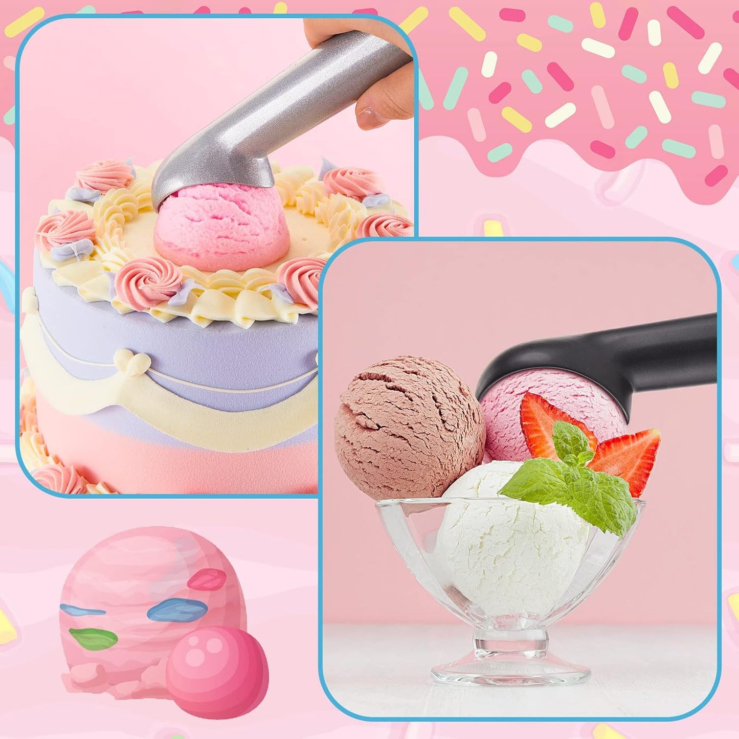 12 7 Inch Frozen Gejoy Pcs Ice Cream Scoop Nonstick Anti Freeze Ice Cream Scooper Aluminum Design Dessert Spoon
