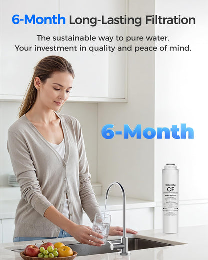 Waterdrop RT-CF Filter, Replacement for Waterdrop T3-T & T3-C & T3-M & T4-A Reverse Osmosis System, Pack of 1 CF Filter, 6-month Lifetime
