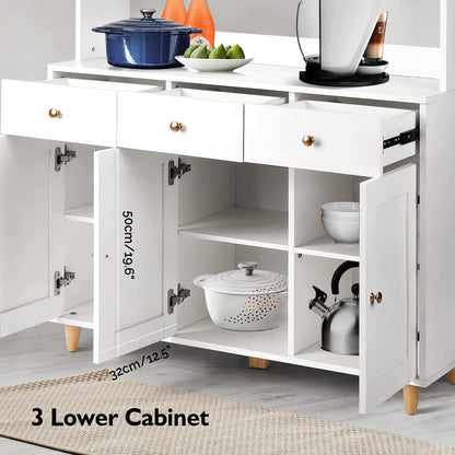VOWNER 71" Traditional Freestanding Kitchen Pantry Storage Cabinet, with 3 Drawers and 5 Cabinets, White