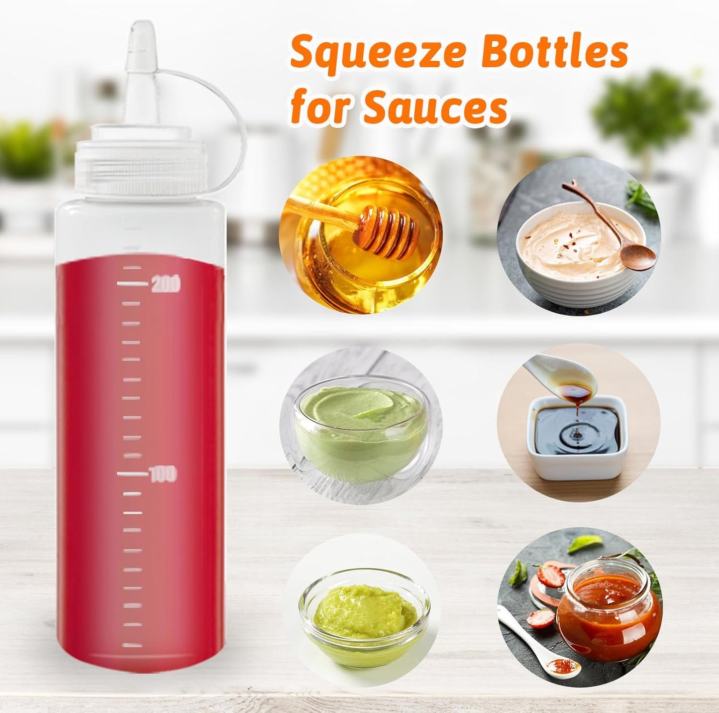 12 Pack 8 oz Plastic Squeeze Bottles Multipurpose Squirt Bottles for Ketchup,Condiments,BBQ