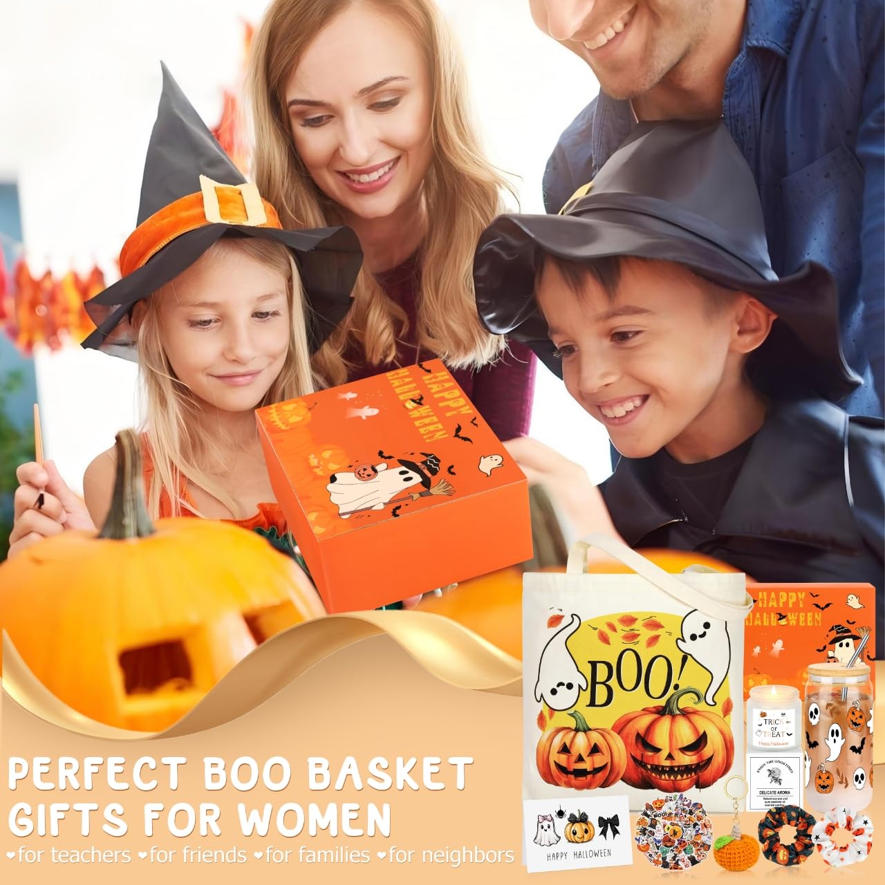 SiplyHaven Boo Basket Stuffers for Women 8 Halloween Gifts Basket for Women Spooky Gift Set for Her Daughter Sister Friend Adults Family Neighbors