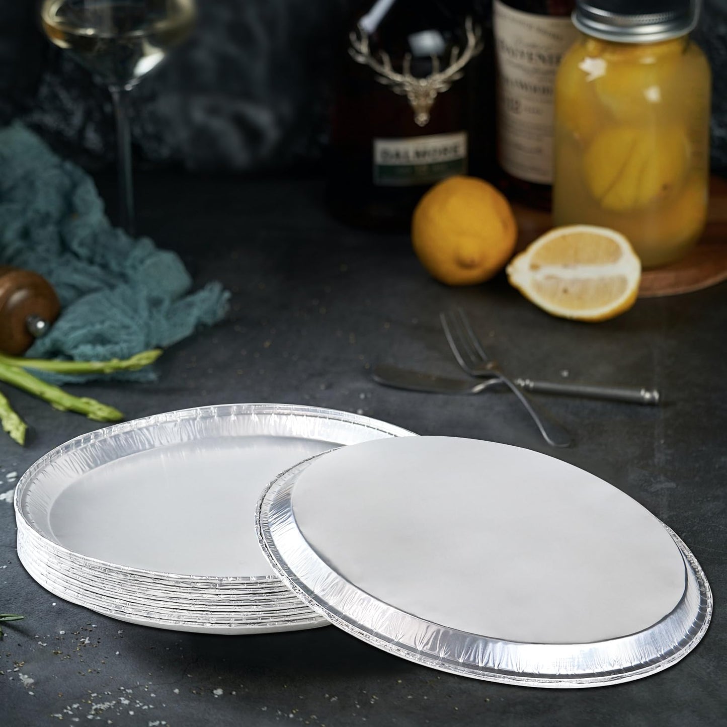 Pack of 12 Disposable Round Foil Pizza Pans Round Aluminum Foil Pans Large Serving Trays for Pizzas, Giant Size Chocolate Chip Cookie Cake Tin– Size: 12 Inch (12 Inch)