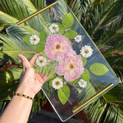RESINWORLD 14" x 9" x 0.5" XL Large Rectangle Mold, Deep Serving Tray Mold with Handles, Wedding Flower Mould for Resin