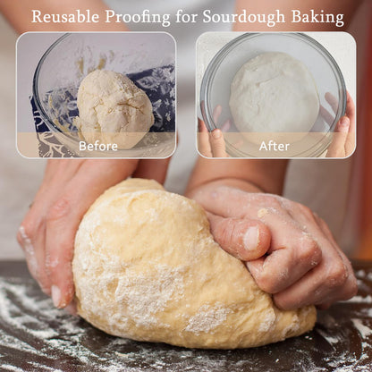 Ajrwiiy Large Glass Bowl for Sourdough Bread Making, 4.7 Quart Glass Mixing Bowl for Sourdough Bread with Lid, Clear Breads Proofing Bowl with Covers, Ideal for Kitchen, Storage