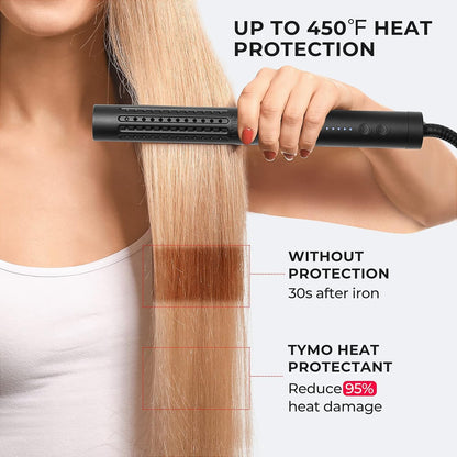 TYMO Damage-Free Styling Bundle: Heat Protectant Spray with Argan Oil + Dual-Size Airflow Curling Iron, Thermal Protection Hair Treatment and Beach Wave Curler Wand Kit